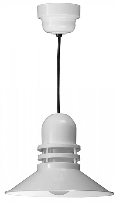 Chandeliers/Pendant Lights By American Nail Plate 18" Orbitor Shade including frosted glass on an 8' Black cord in White with a medium base so
