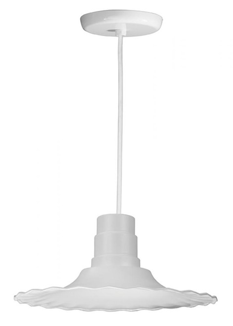 Chandeliers/Pendant Lights By American Nail Plate 16" Scallop Edged Radial Shade in White mounted on a 8' White cord using a medium base socket R916-WHC-44