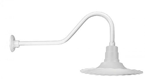 Wall Lights By American Nail Plate 16" Scallop Edged Radial Shade with Gooseneck Arm In Marine Grade White. R918-E6-107