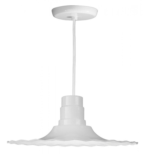 Chandeliers/Pendant Lights By American Nail Plate 18" Scallop Edged Radial Shade in White mounted on a 8' White cord using a medium base socket R918-WHC-44