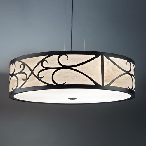 Chandeliers/Pendant Lights By Ultralights Tambour Modern Incandescent 24 Inch Pendant Light Drum Shade 13224-24