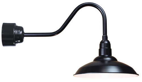 Wall Lights By American Nail Plate 16" LED Warehouse Shade with Gooseneck Arm and Driver Housing in Black using a 16w LED module. W516-M016LDNW40K-RTC-E6-41