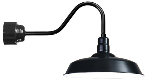 Wall Lights By American Nail Plate 20" LED Warehouse Shade with Gooseneck Arm and Driver Housing in Marine Grade Black using a 16w W520-M024LDNW40K-RTC-E6-101