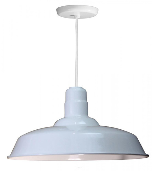 Chandeliers/Pendant Lights By American Nail Plate 20" Warehouse reflector Barn Style Shade in White on an 8' White cord using a medium base W520-WHC-44