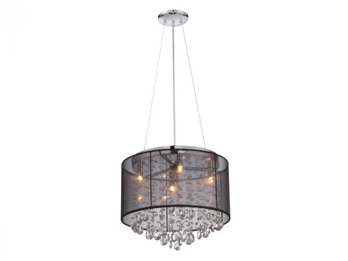 Chandeliers/Mini Chandeliers By Avenue Lighting RIVERSIDE DR. ROUND BLACK ORGANZA SILK SHADE AND CRYSTAL DUAL MOUNT Drum Shade Chandeliers in Black HF1504-BLK