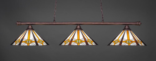 Oxford 3 Light Brown Linear Suspension Light-373-BRZ-961 by Toltec Lighting