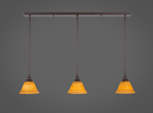 3 Light Rust Mini-Pendant Light-36-BRZ-454 by Toltec Lighting