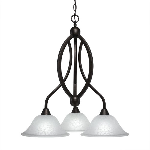 Bow 3 Light White Chandelier-263-BRZ-515 by Toltec Lighting