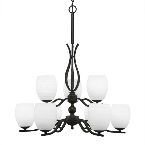 Revo 9 Light White Chandelier-249-DG-615 by Toltec Lighting