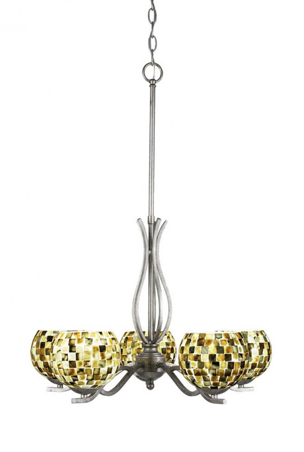Revo 5 Light Multi Colored Chandelier-245-AS-407 by Toltec Lighting