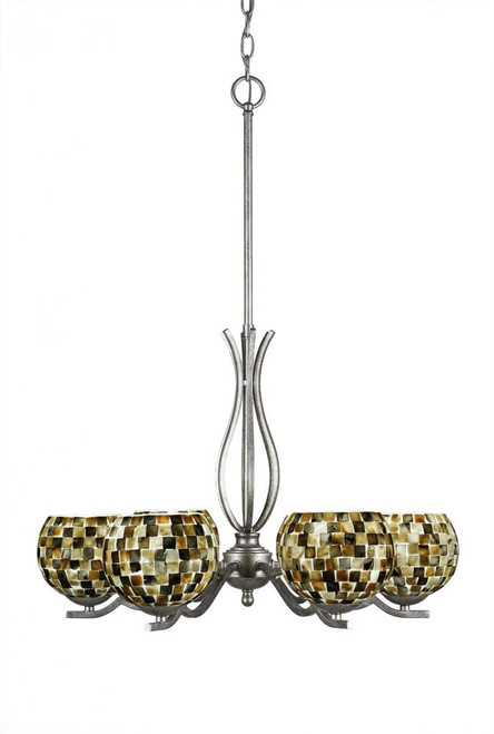 Revo 6 Light Multi Colored Chandelier-246-AS-407 by Toltec Lighting