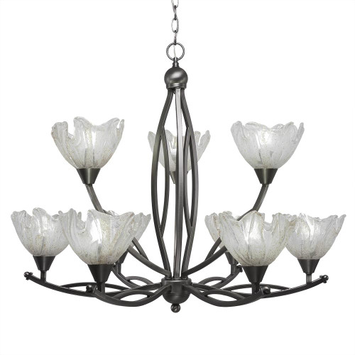 Bow 9 Light Clear Chandelier-279-BN-759 by Toltec Lighting