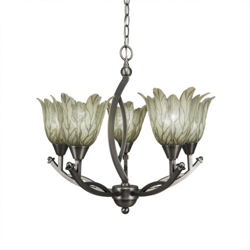 Bow 5 Light Gray Chandelier-275-BN-1025 by Toltec Lighting