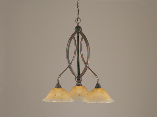 Bow 3 Light Amber Chandelier-263-BC-730 by Toltec Lighting