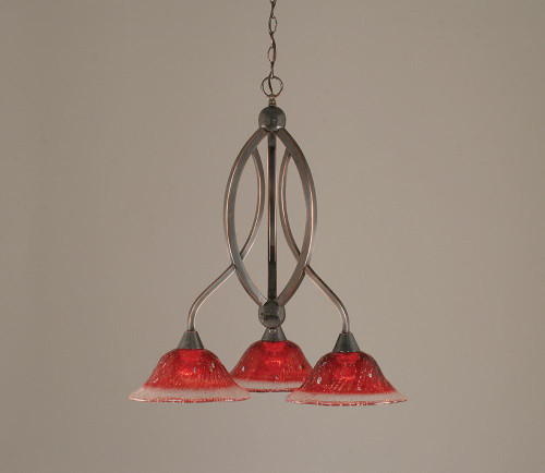 Bow 3 Light Red Chandelier-263-BC-736 by Toltec Lighting