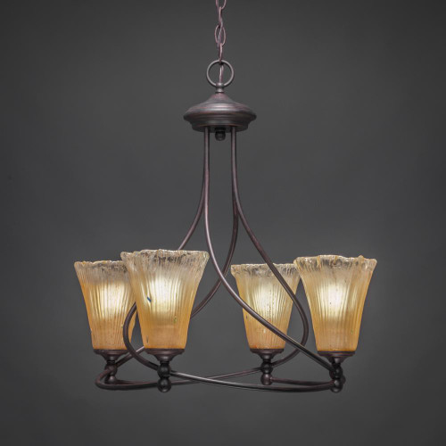 Capri 4 Light Amber Chandelier-904-DG-720 by Toltec Lighting