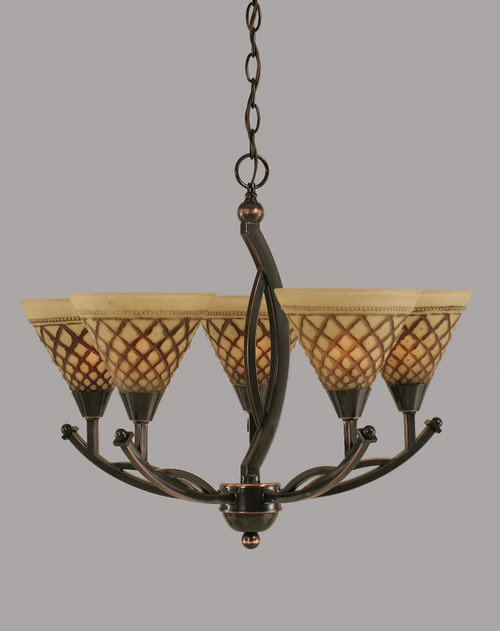 Bow 5 Light Brown Chandelier-275-BC-7185 by Toltec Lighting