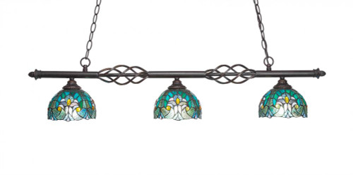 Elegante 3 Light Blue Pendant Light-866-DG-9925 by Toltec Lighting