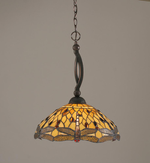 Bow 1 Light Amber Pendant Light-271-BC-946 by Toltec Lighting