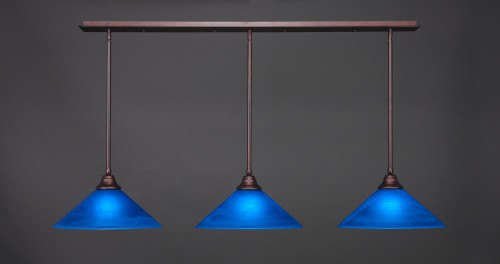 3 Light Blue Pendant Light-48-BRZ-415 by Toltec Lighting