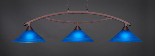 Bow 3 Light Blue Pendant Light-873-BRZ-415 by Toltec Lighting