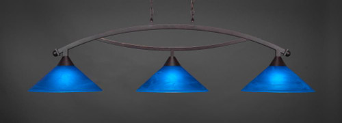Bow 3 Light Blue Pendant Light-873-DG-415 by Toltec Lighting