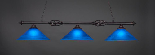 Elegante 3 Light Blue Pendant Light-863-DG-415 by Toltec Lighting