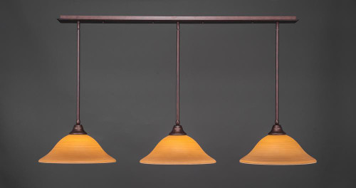 3 Light Tan Pendant Light-48-BRZ-622 by Toltec Lighting