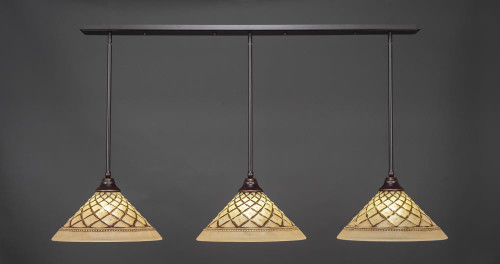 3 Light Brown Pendant Light-48-DG-718 by Toltec Lighting