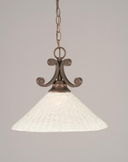 Curl 1 Light White Pendant Light-251-BRZ-411 by Toltec Lighting