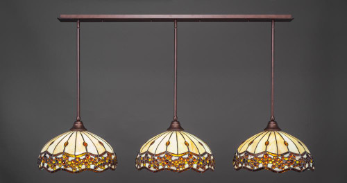 3 Light Multi Colored Pendant Light-48-BRZ-997 by Toltec Lighting