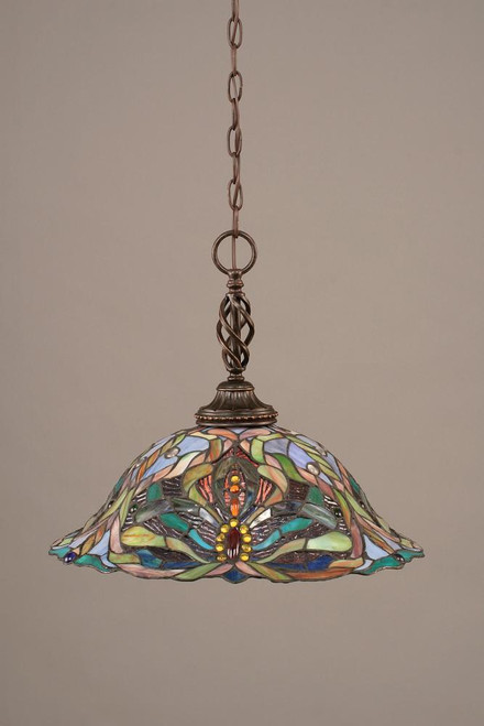 Elegante 1 Light Multi Colored Pendant Light-82-DG-990 by Toltec Lighting