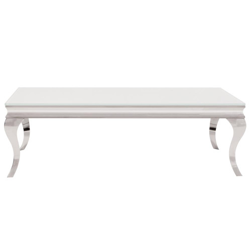 Stainless Steel Coffee Table With Thick Tempered Glass Top-38006 by Howard Elliott Home Goods