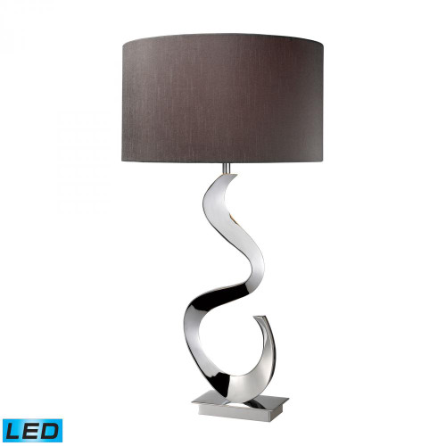 Lamps By Dimond Morgan LED Table Lamp In Chrome With Grey Faux Silk Shade D1820-LED