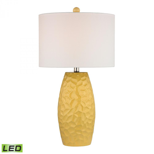 Lamps By Dimond Sunshine Yellow Ceramic LED Table Lamp With White Linen Shade D2500-LED