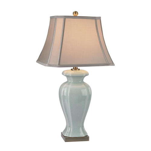 Lamps By Dimond Celadon Table Lamp in Glazed Green Ceramic With Antique Brass Accents D2632