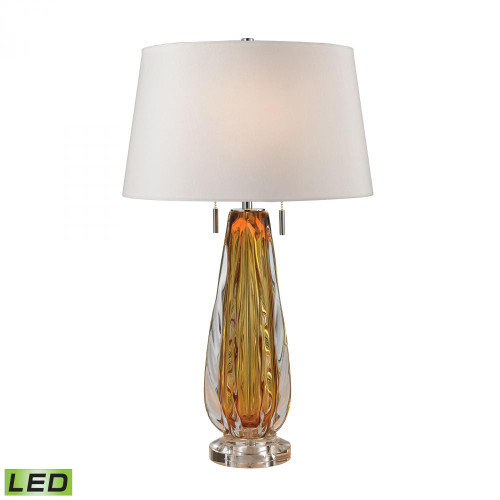 Lamps By Dimond Modena Free Blown Glass LED Table Lamp in Amber with White shade D2669W-LED