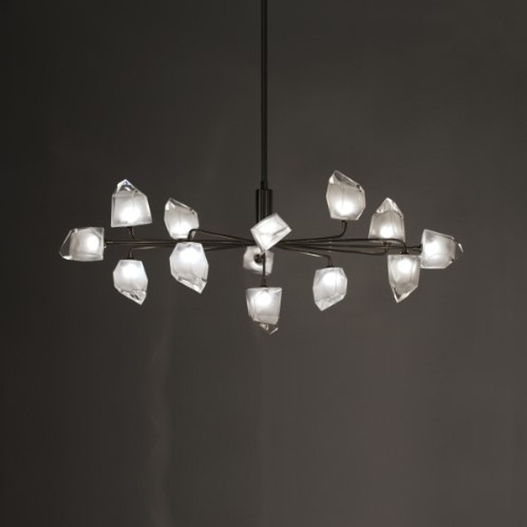 Harco Loor Riddle 13 Light stainless steel&glass Chandelier-Rock Large HL 13