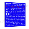 family rules wall art in blue