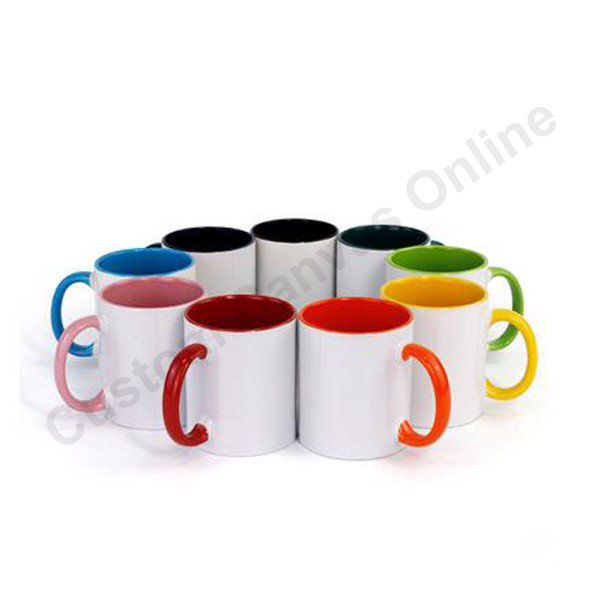 custom photo mug with color handle