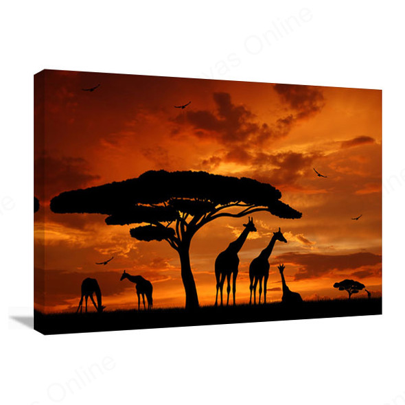 African sunset canvas wall art