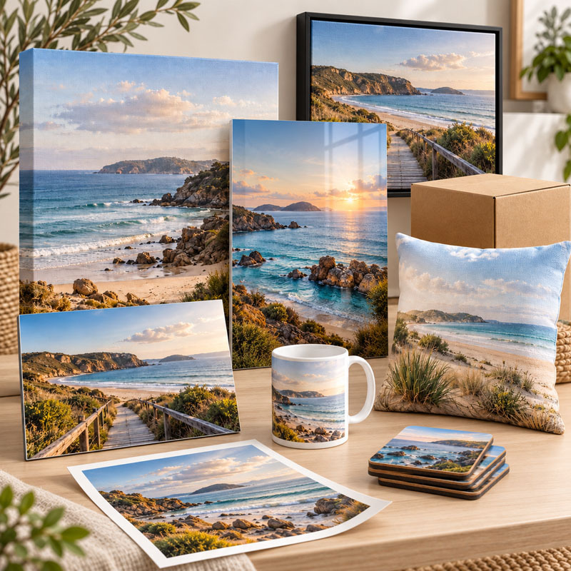 Print on demand wall art and photo gift product range including canvas prints, framed prints, acrylic prints, mug prints and photo gifts