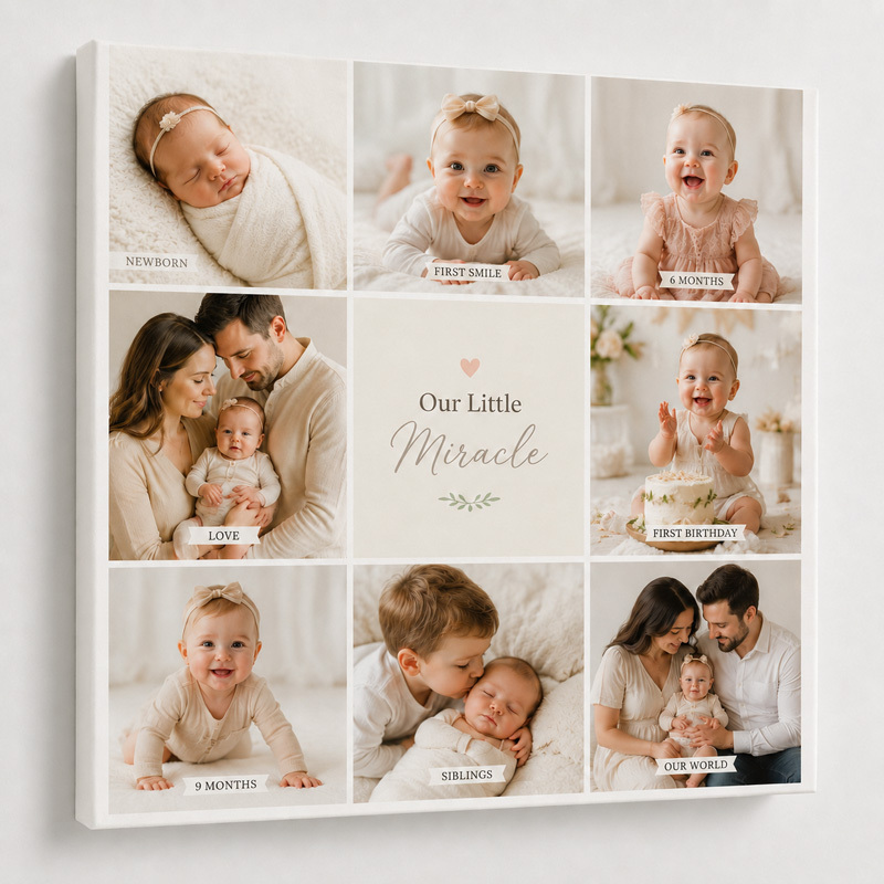 Baby and kids collage canvas with milestone photos