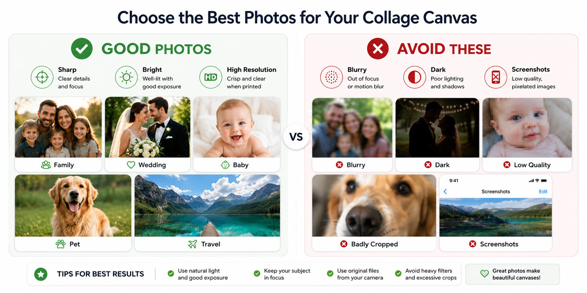 Clear and blurry photo comparison for canvas collage printing