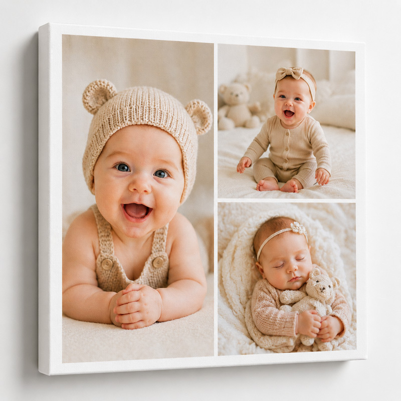 Canvas photo collage layout for 2 to 3 photos
