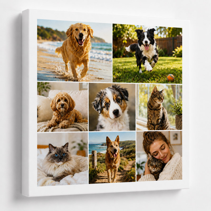 Canvas photo collage layout for 5 to 9 photos