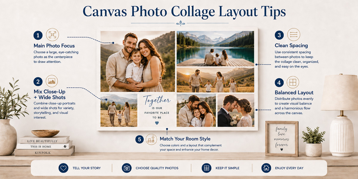Canvas photo collage layout tips for professional wall art