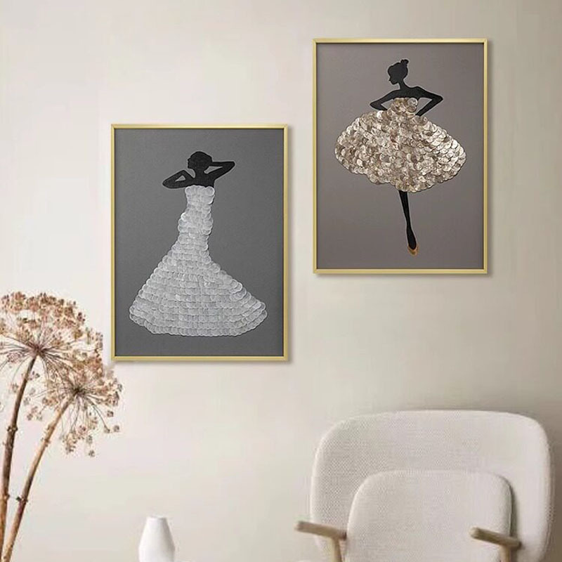 Shell art displayed in a coastal inspired home interior