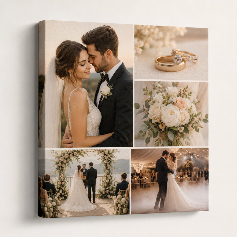 Wedding collage canvas with favourite wedding memories
