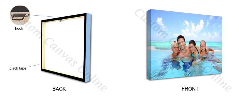 Front and back view of a high-quality Rectangle Canvas Print Front and back view of a high-quality Rectangle Canvas Print
